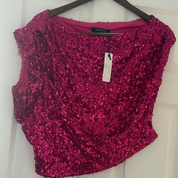 Olivaceous Pink Sequin Sleeveless Top - Picture 1 of 3